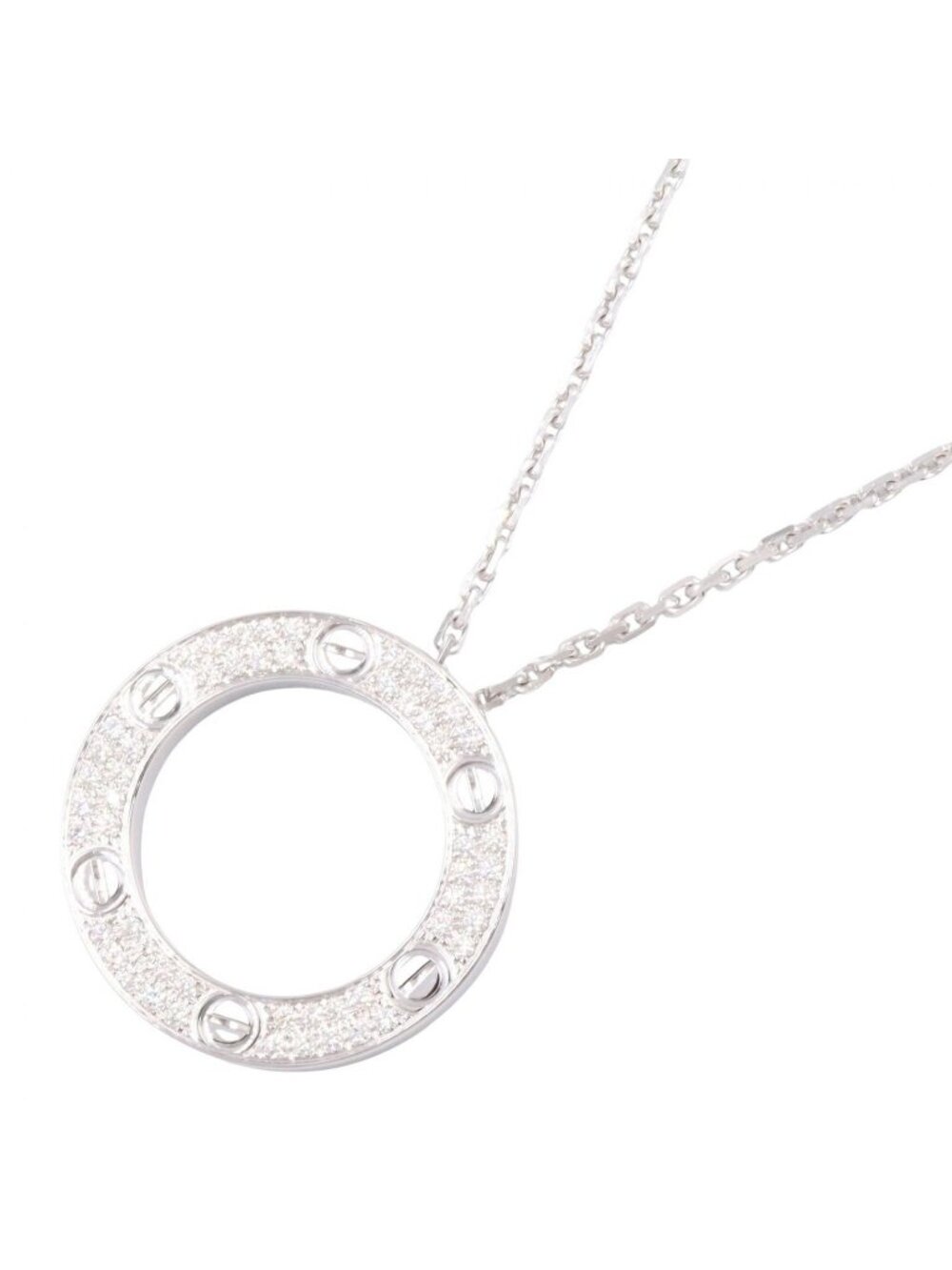 Cartier Necklace Love Circle Diamond 18k White Gold